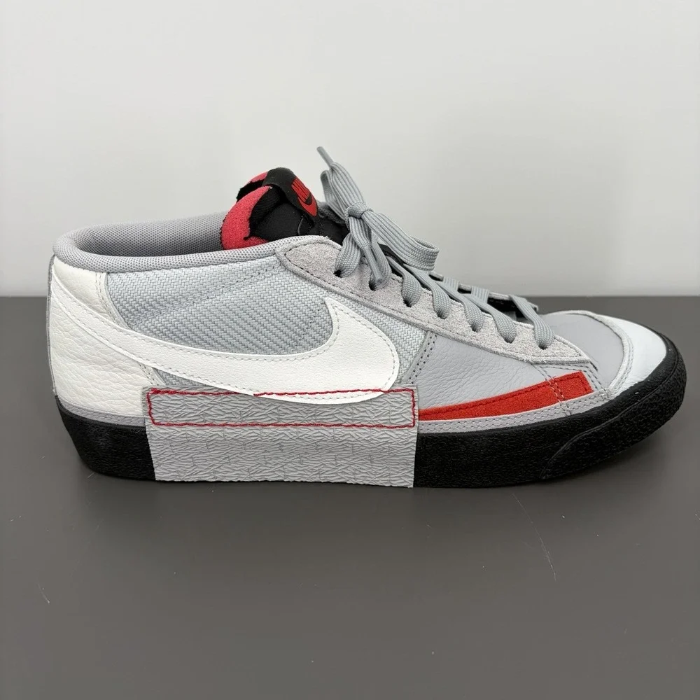 Nike Blazer Pro Club Low Mens Size 9.5 Gray Red Black Athletic Shoes Sneakers